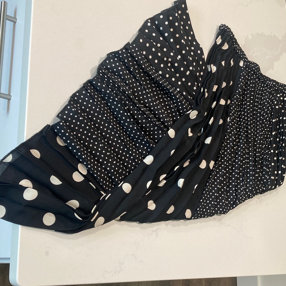 Polka Dot Pleated Black Skirt